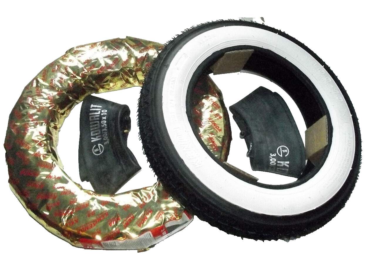 KENDA Weißwand Reifen SET 2x inkl Schläuche für  SCOOTER ROLLER 3.00 - 10 42J