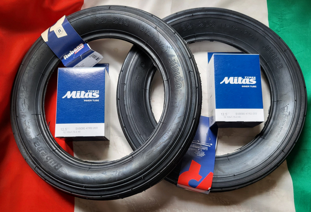 2x Reifen Schlauch 12" ventil 90° Kinderwagen Kínderrad  12 1/2 x 2 1/4  62-203