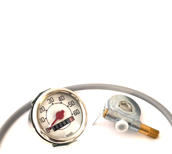 Tacho SET 48mm + ANTRIEB + WELLE GRAU 60 km/h Piaggio Vespa Ciao SC Bravo Boxer