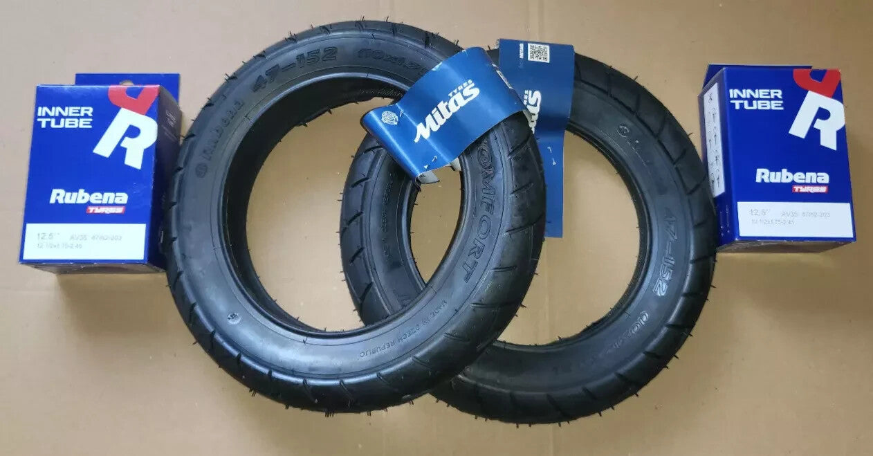 RUBENA 2x Reifen 10"Zoll 10x1.75x2 | 47-152 |  Schläuche 45° Kinderwagen Roller