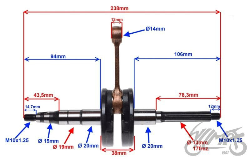 Kurbelwelle AMMARK kompatibel für YAMAHA Aerox, Jog, MBK Nitro, MALAGUTI F12 50