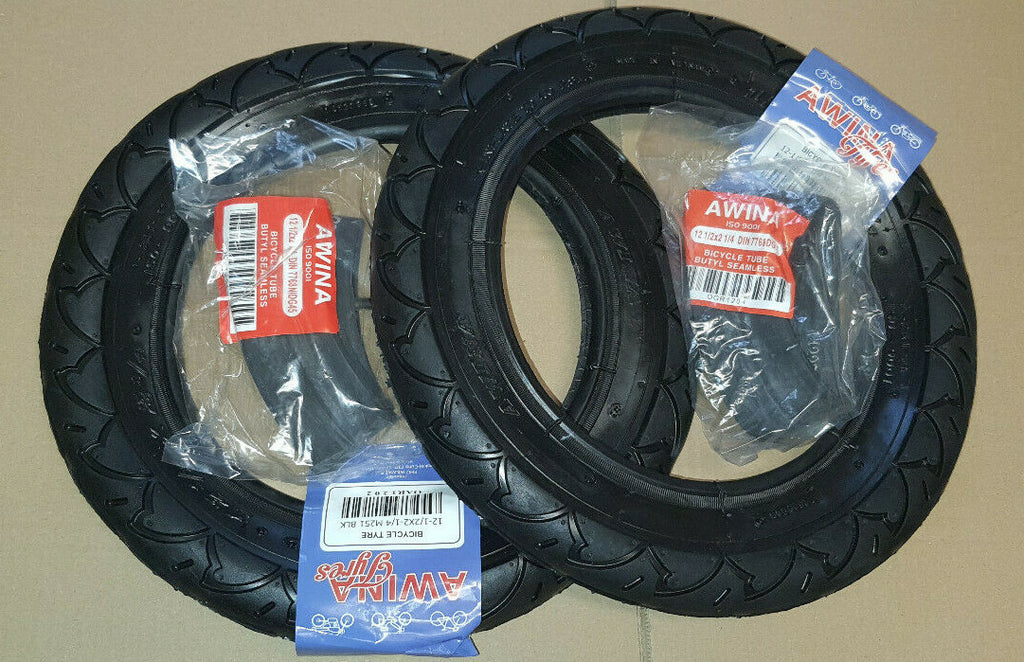 2 awina Reifen 2 Schlauch TR4 12" 12 1/2 x 2 1/4 54-203 kettcar rad racing profi