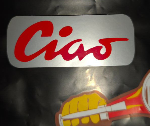 1 STK. tankaufkleber rot / silber 70mmx28mm für Piaggio Vespa Ciao serie A L SC