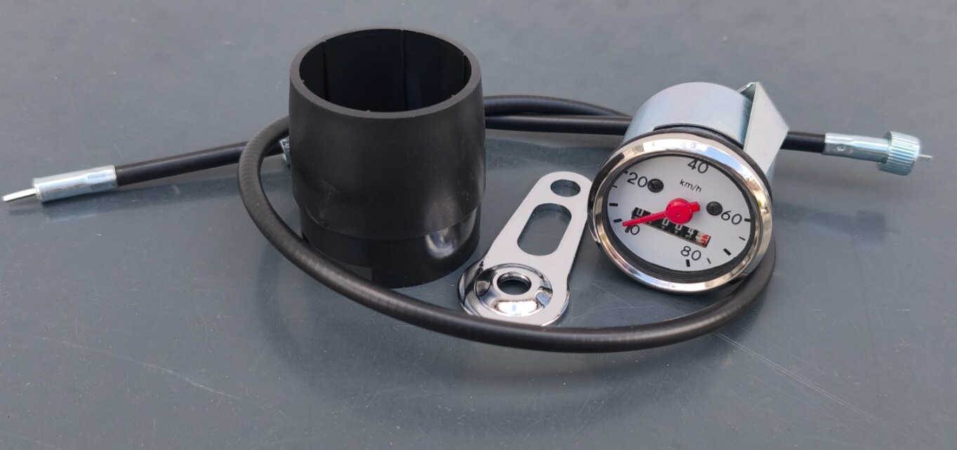 Tacho ø48 (80 km/h) + Tachowelle 850 mm + Halterung + Tachohülle für Simson S50