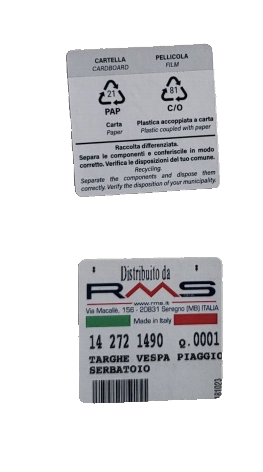 Tank Aufkleber ALU BLECH Schriftzug Logo 120x33 mm Piaggio Vespa Ciao Bravo Si