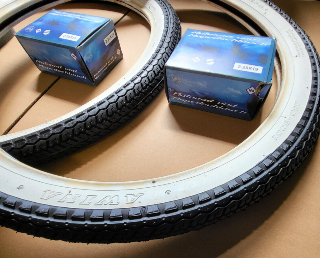 Weisswand Reifen SET 2,25-17 30 N Schlauch Mofa Puch Zündapp Hercules Kreidler