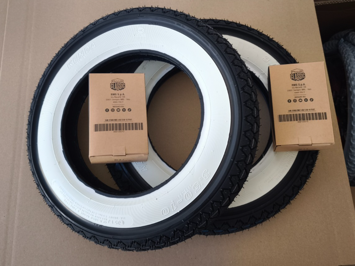 2 Reifen 3.00-10 Kenda Weißwand + 2 Schlauch 90 ° Vespa 50 SPECIAL PK 50 ROLLER