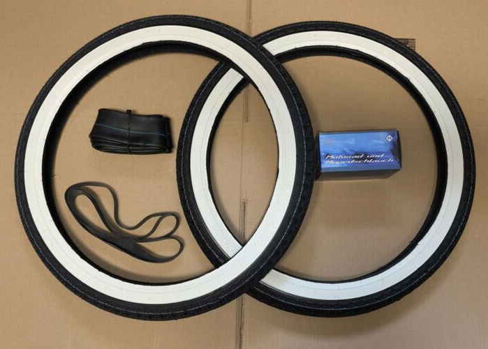 2x Weißwand Reifen Set + Schläuche 2 1/4 x 16 Zoll für Kreidler DKW Mofa Moped