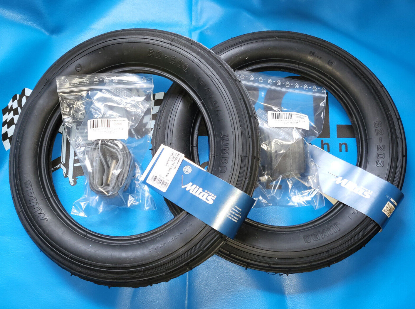 2x Reifen Schlauch 12"  DV Kinderwagen Kínderrad  12 1/2 x 2 1/4 (62-203)