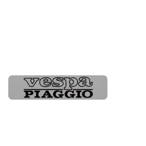 Tank Aufkleber ALU BLECH Schriftzug Logo 120x33 mm Piaggio Vespa Ciao Bravo Si