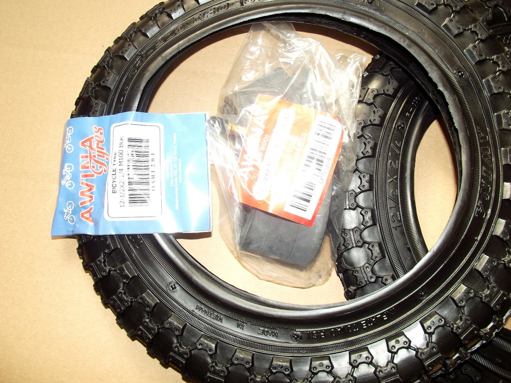2x awina Reifen + 2x Schlauch 12"  12 1/2 x 2 1/4 = 54-203 Kinderwagen Dreirad