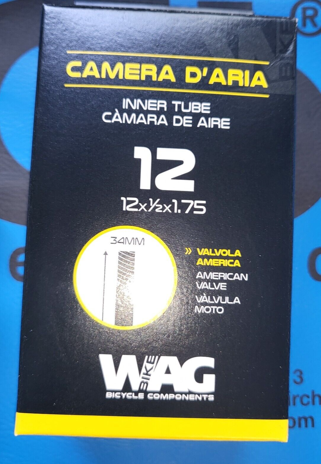 Schlauch AV GERADE 12" Fahrrad Kinderwagen Puky Roller 47-203 12.1/2 x1.75+2 1/4