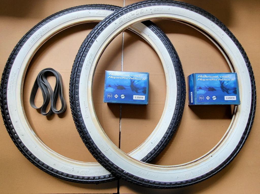 Weisswand Reifen SET 2,25-19 30 N Schlauch Mofa Puch Zündapp Hercules Kreidler