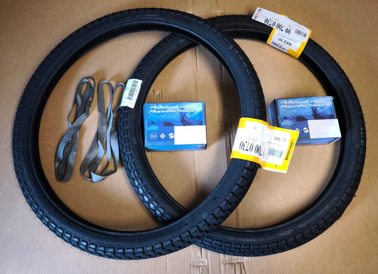 MOPED Reifen SET MIT BAND SCHLAUCH 2.00-19 Zoll 2 x 19 alt 23 x 2.00 Conti KKS10