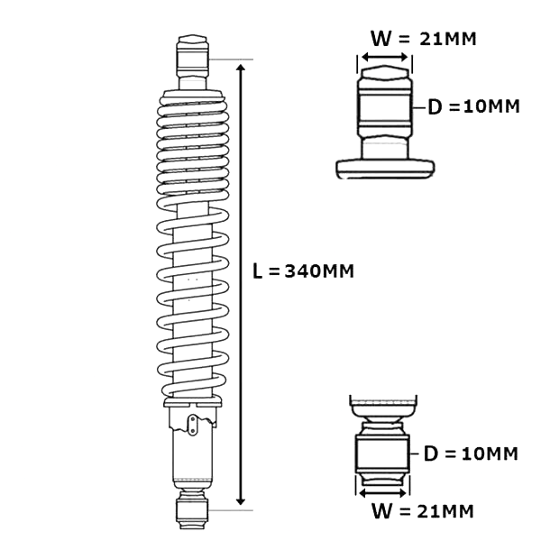 Hercules Prima 2 3 4 5 S mofa Moped Stoßdämpfer Federbeine Schwarz Satz 340mm