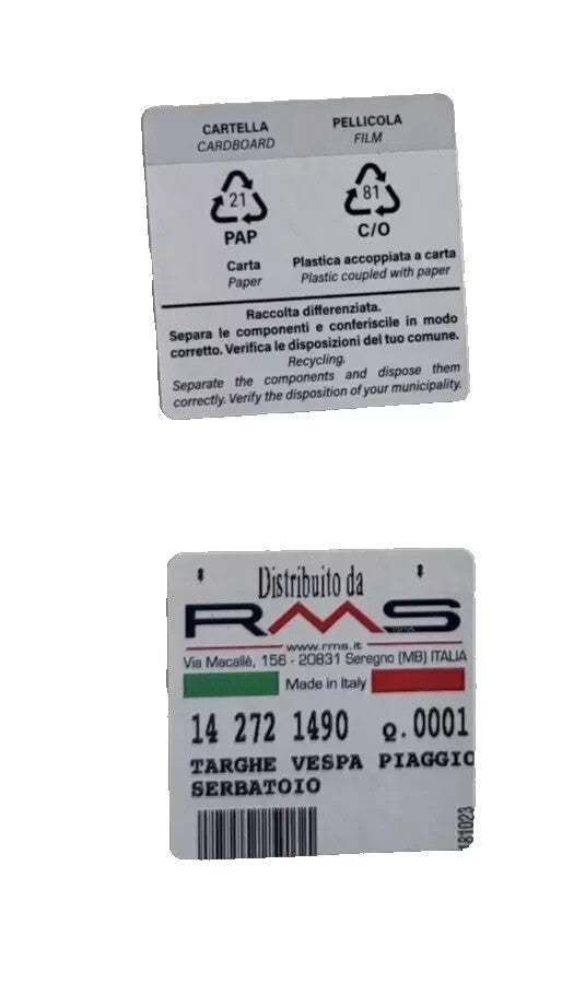 Tank Aufkleber ALU BLECH Schriftzug Logo Emblem für Piaggio Vespa Ciao Bravo Si