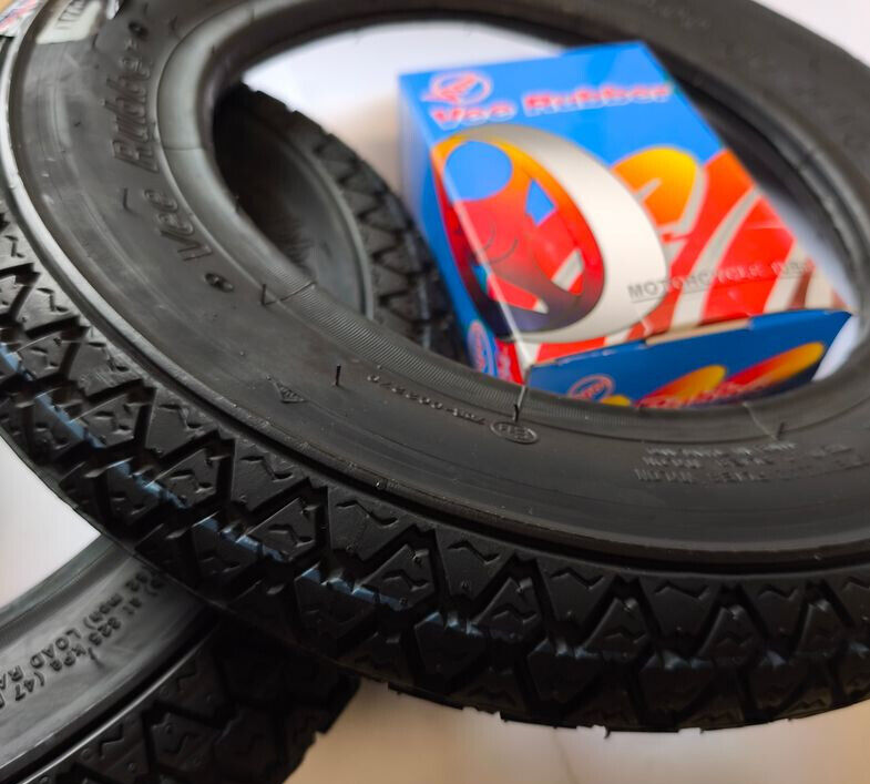 2x Reifen 3.00-10 + Schlauch VEE RUBBER kompatibel für Piaggio Vespa PK, XL, ET3