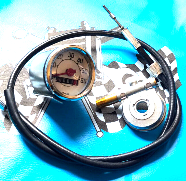Tacho SET 48mm Tachometer MIT ANTRIEB 60 km/h Piaggio Vespa Ciao Bravo Si Boxer
