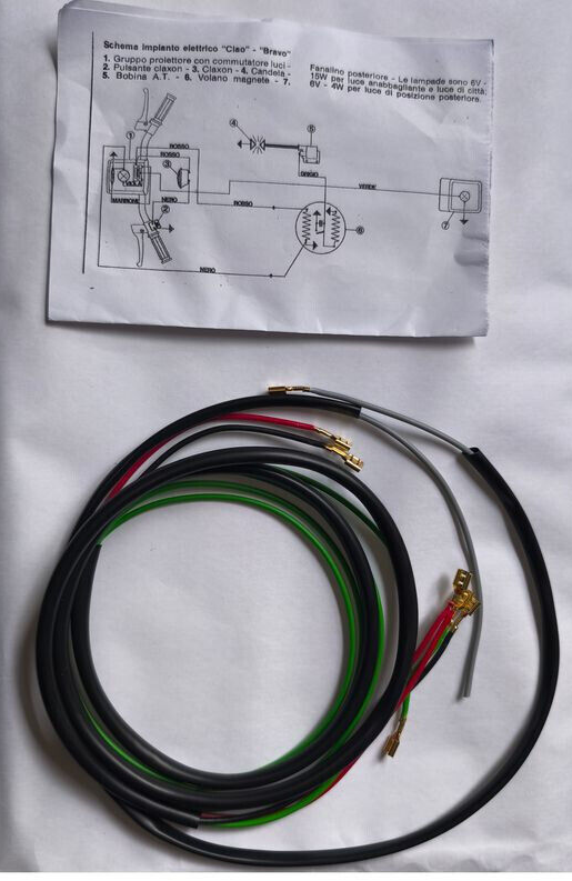 Kabelbaum 6V SIP Ersatz schwarz für Piaggio Ciao PX  Bravo Boxer SI Mofa MOPED